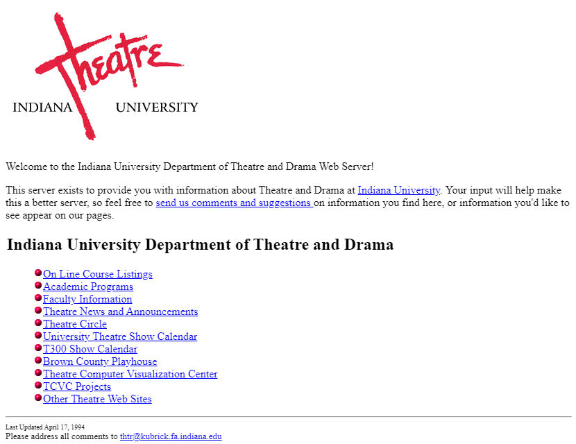 Indiana University Department of Theatre and Drama in 1994