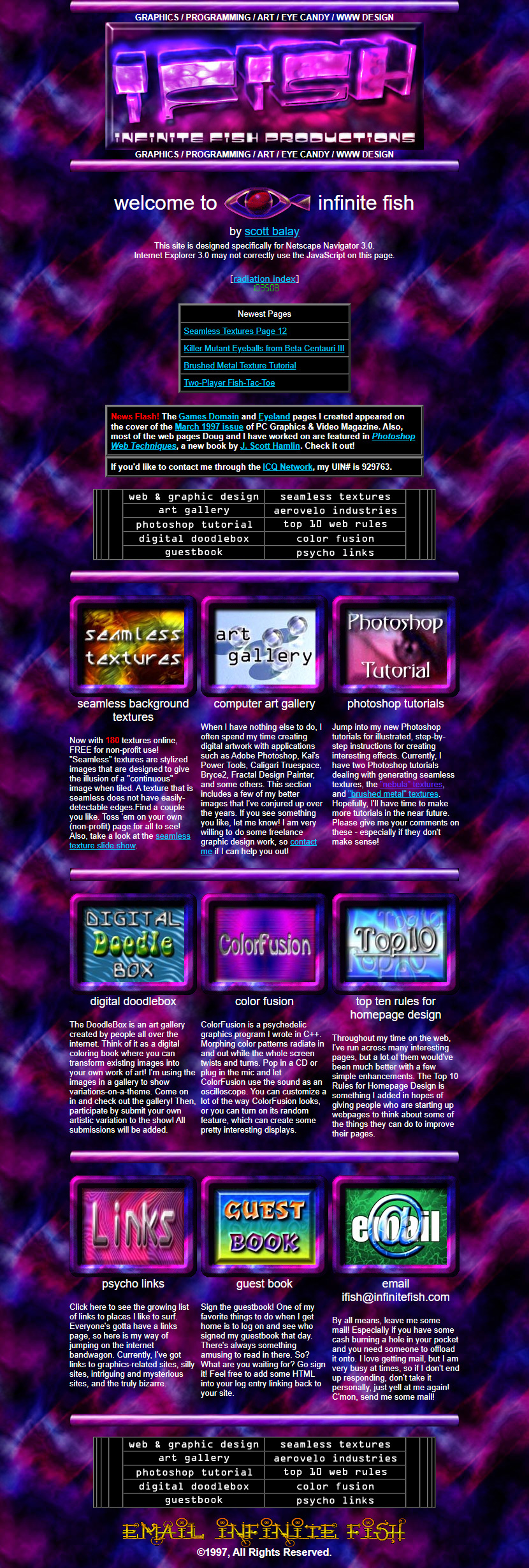 Infinite Fish website in 1997
