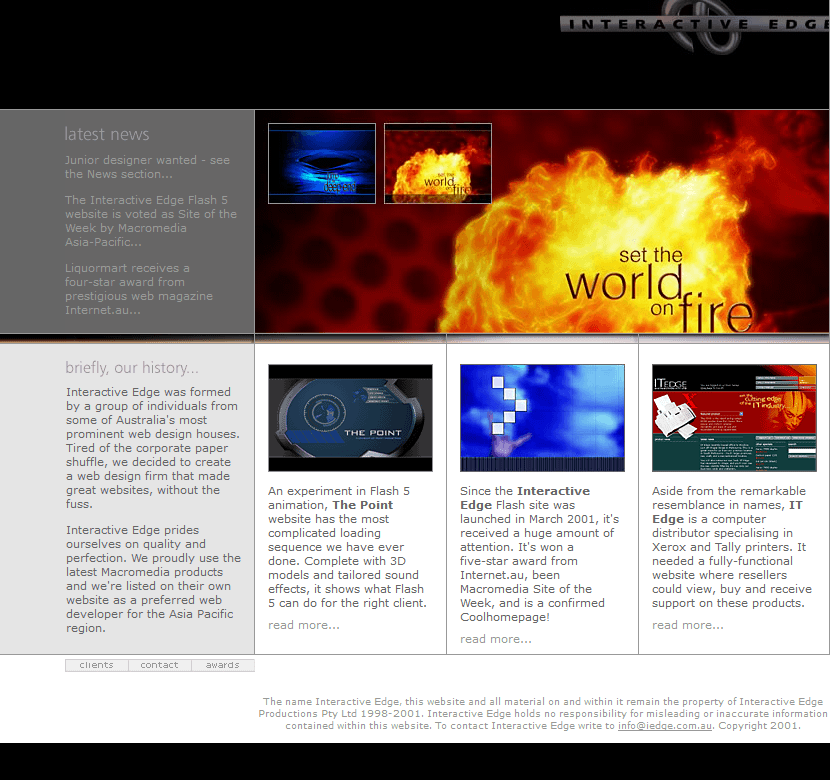 Interactive Edge website in 2003