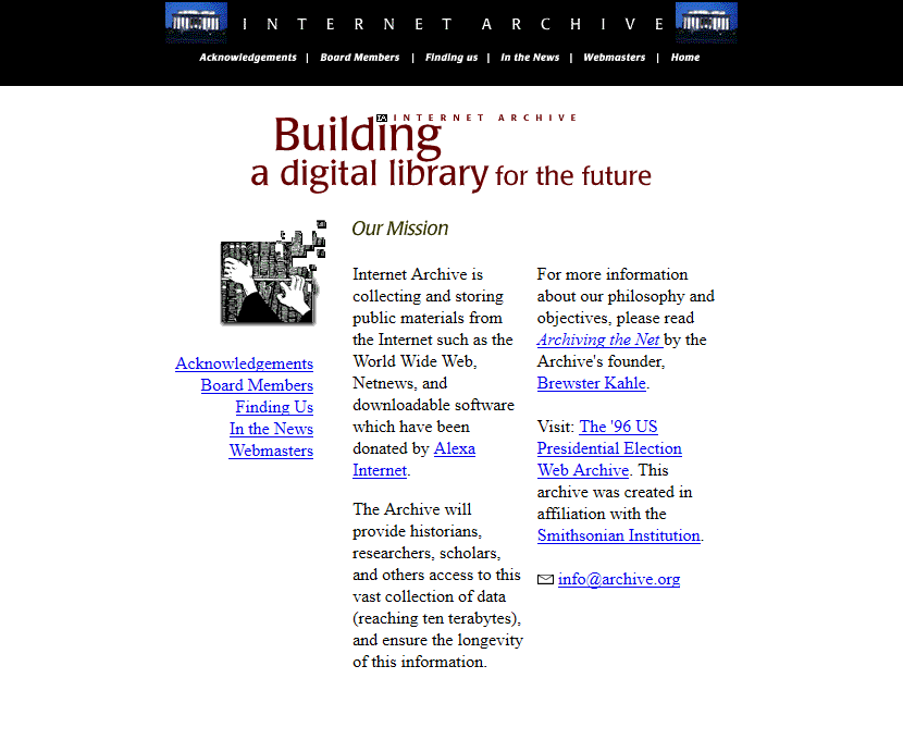 Internet Archive website in 1997