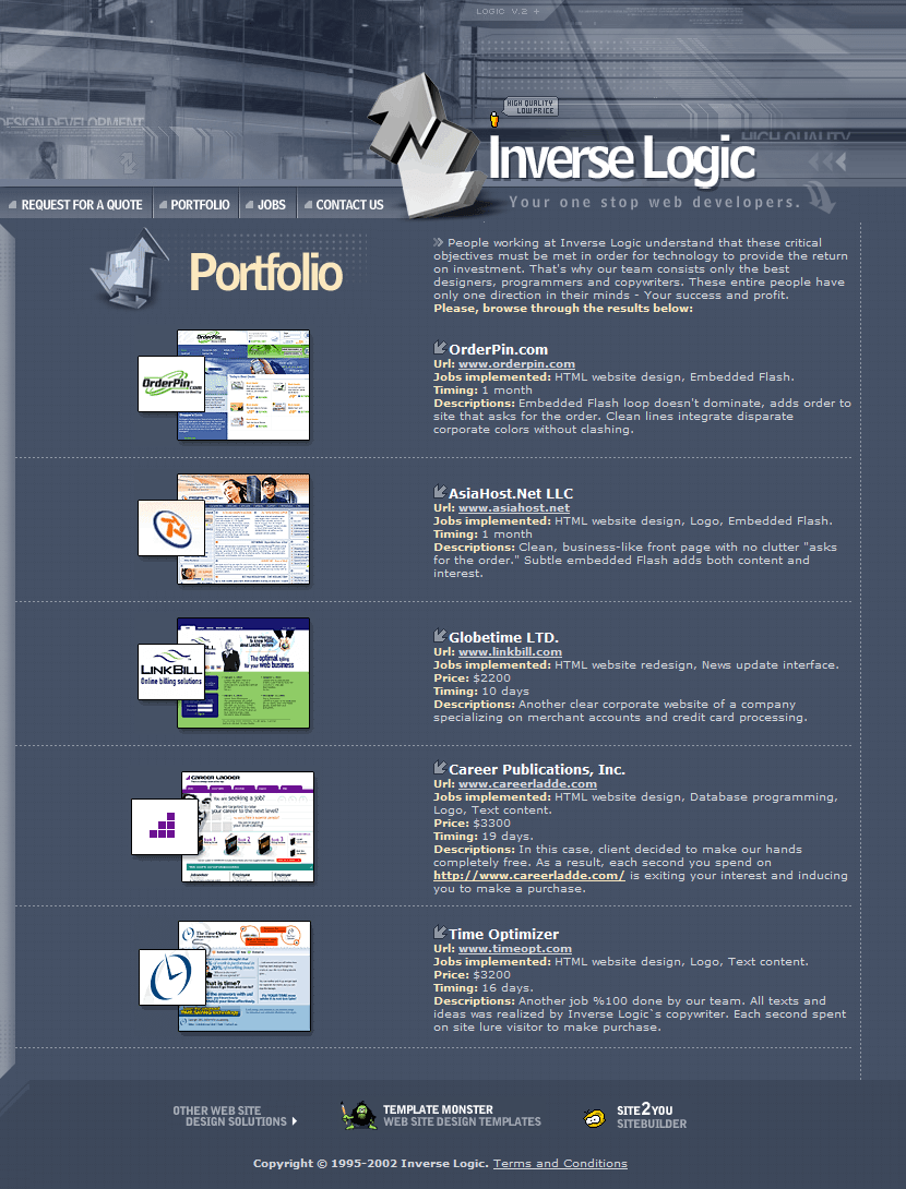 Inverse Logic website in 2002