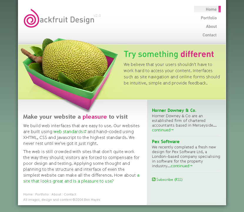 Jackfruit Design website in 2006