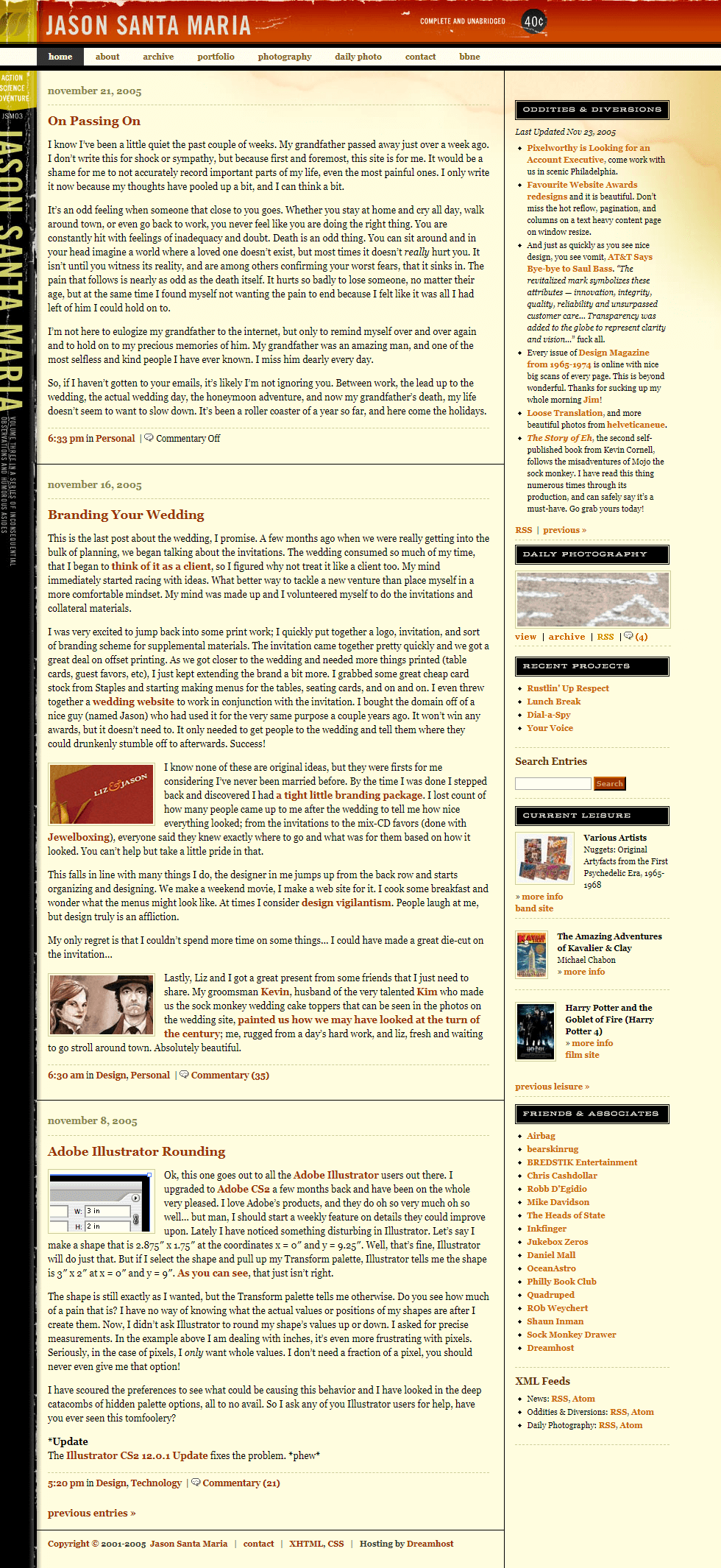 Jason Santa Maria website in 2005
