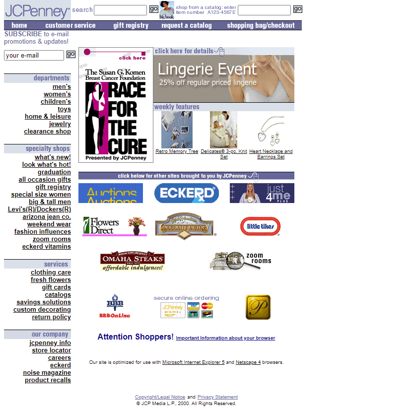 JCPenney website in 2000