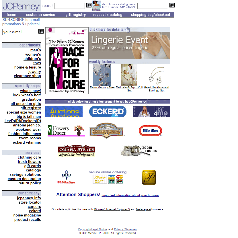 JCPenney in 2000 - Web Design Museum