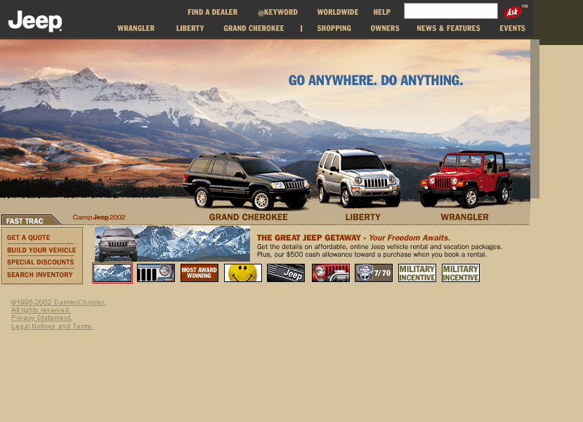 Jeep website in 2002