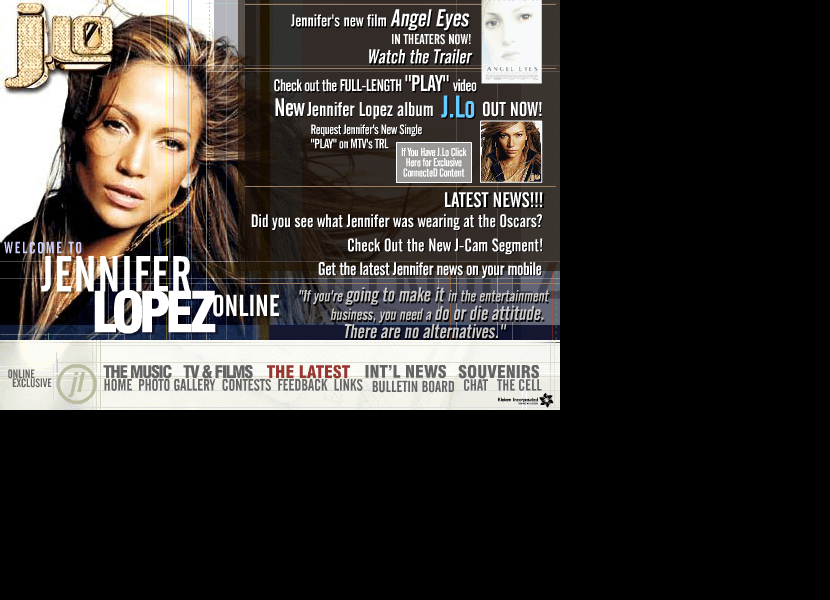 Jennifer Lopez flash website in 2000