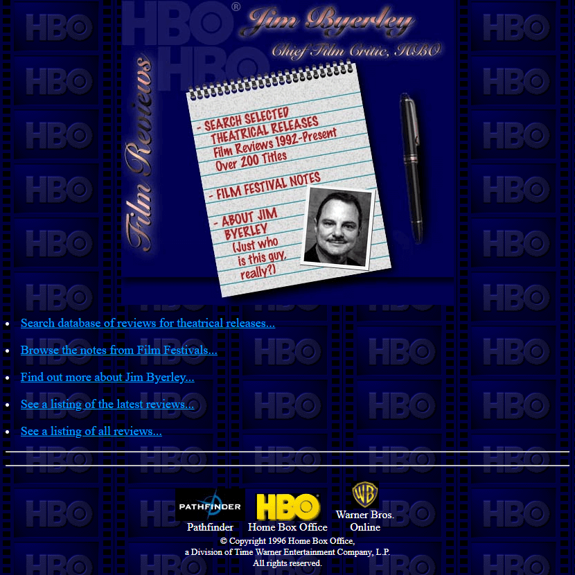 Jim Byerly Film Reviews website in 1996