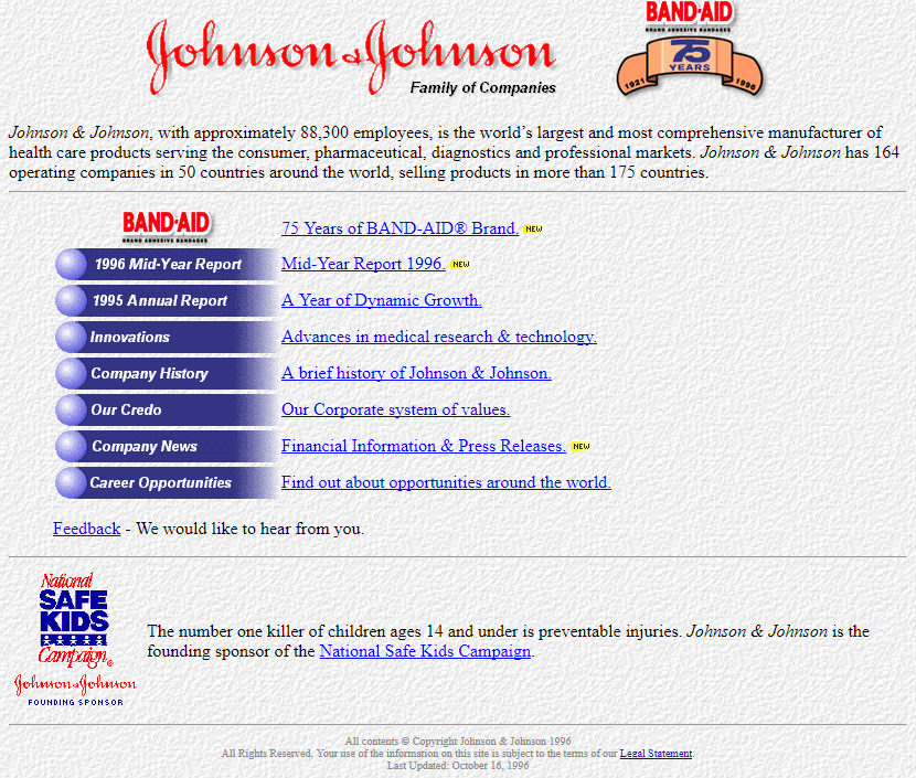 Johnson & Johnson in 1996