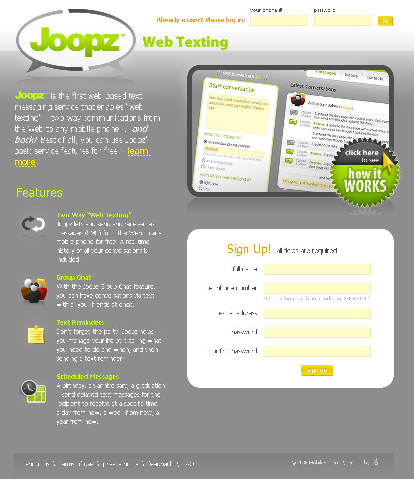 Joopz website in 2006