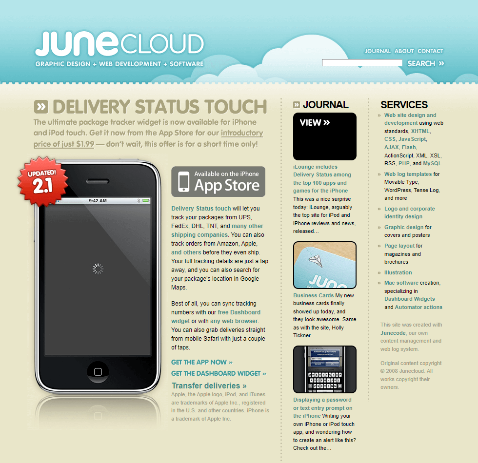 Junecloud website in 2008