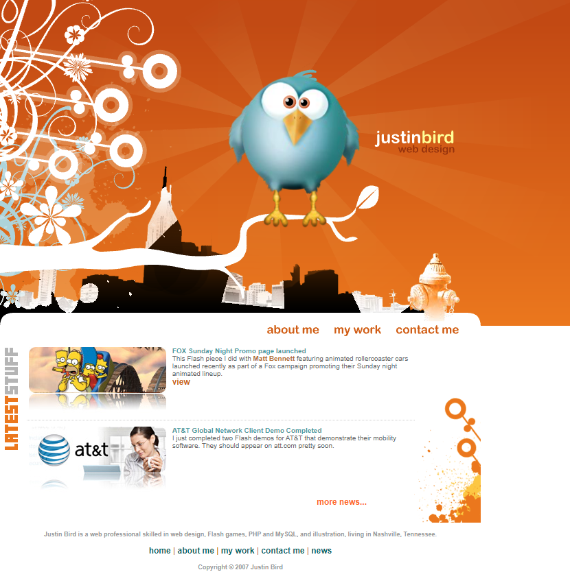 Justin Bird website in 2007