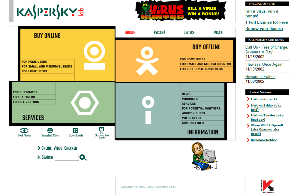 Kaspersky Lab website in 2002
