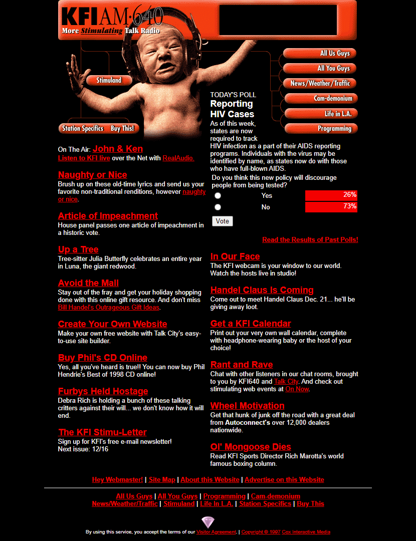 KFI AM 640 in 1998 Web Design Museum