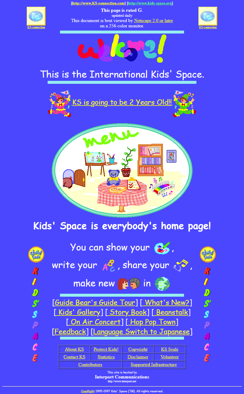 Kids’ Space website in 1997