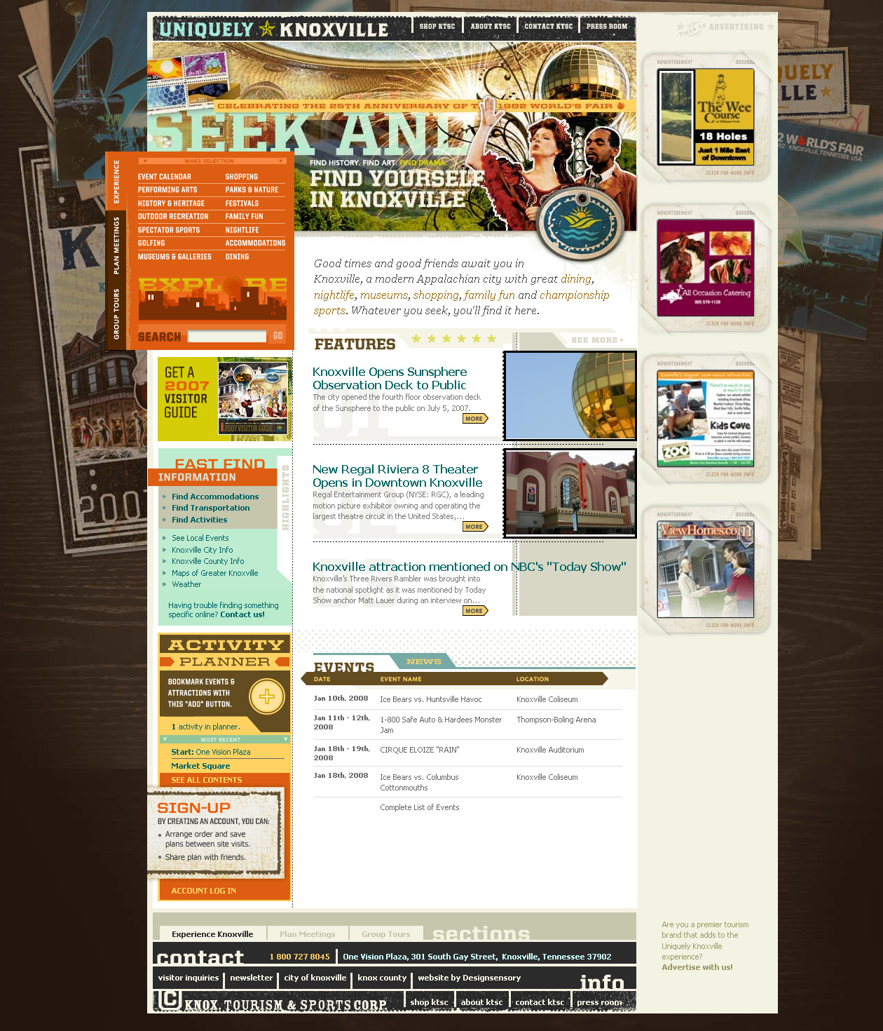 Knoxville website in 2007