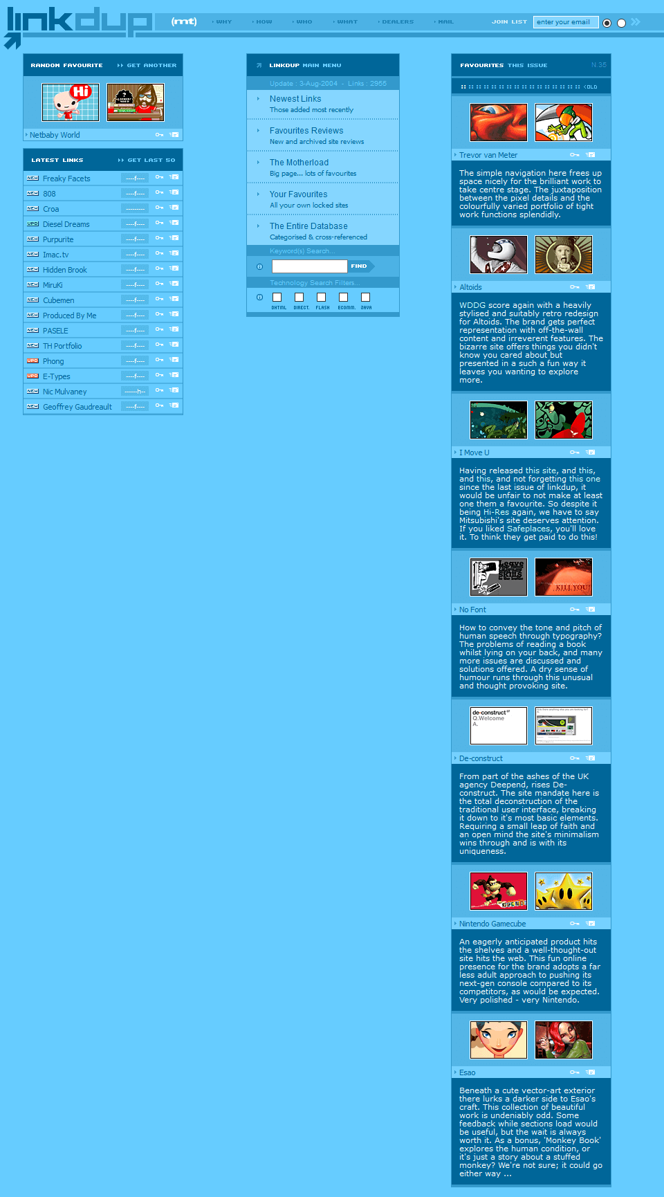 Linkdup website in 2004
