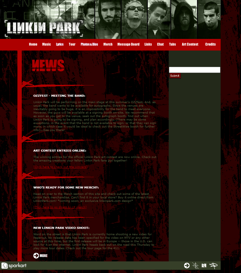 Linkin Park website in 2000