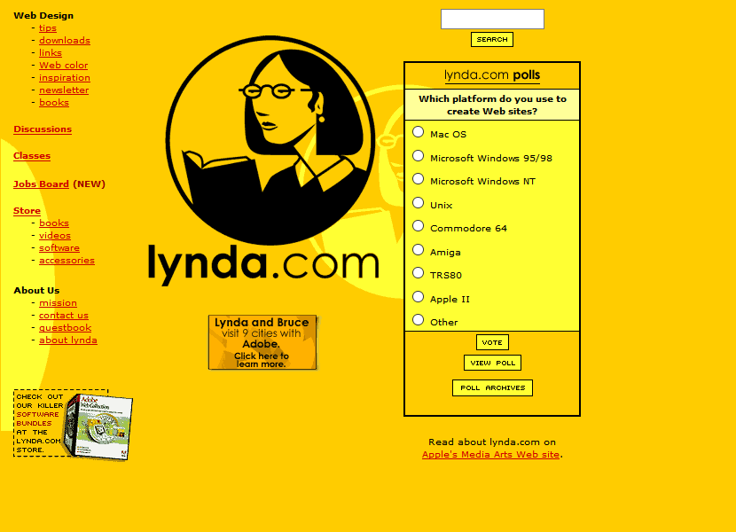 Lynda.com website in 1999