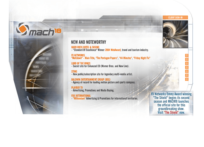 Mach18 flash website in 2001