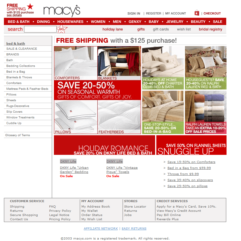 Macy's website in 2003