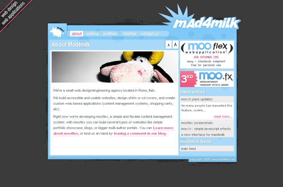 Mad4milk website in 2005