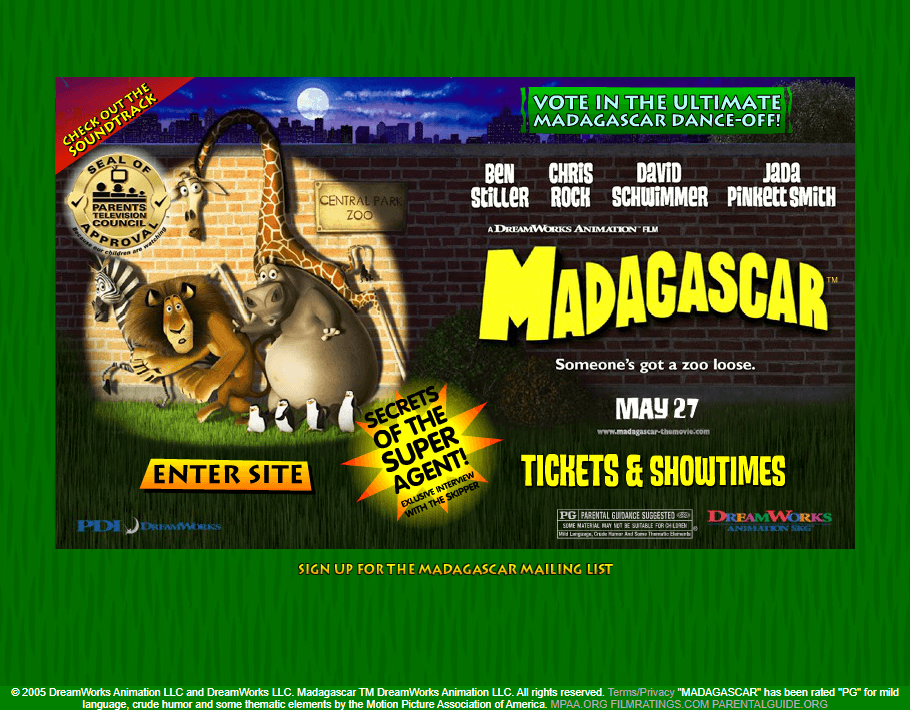 Madagascar flash website in 2005