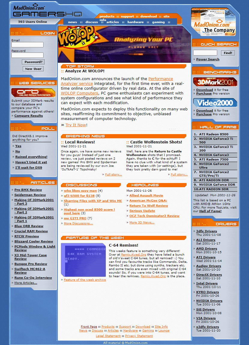 MadOnion.com - GamersHQ in 2001