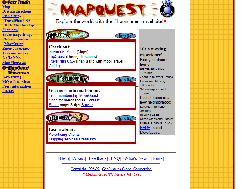 MapQuest website in 1997