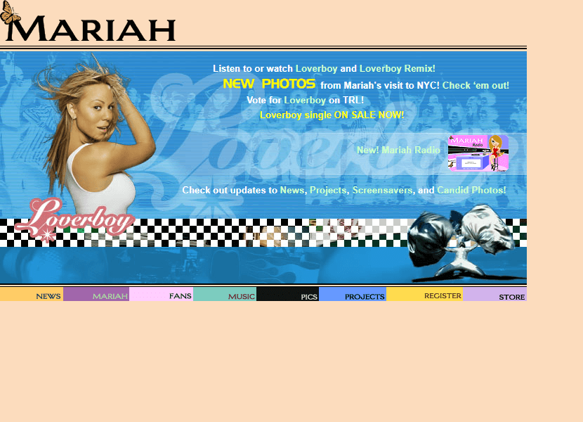 Mariah Carey website in 2001