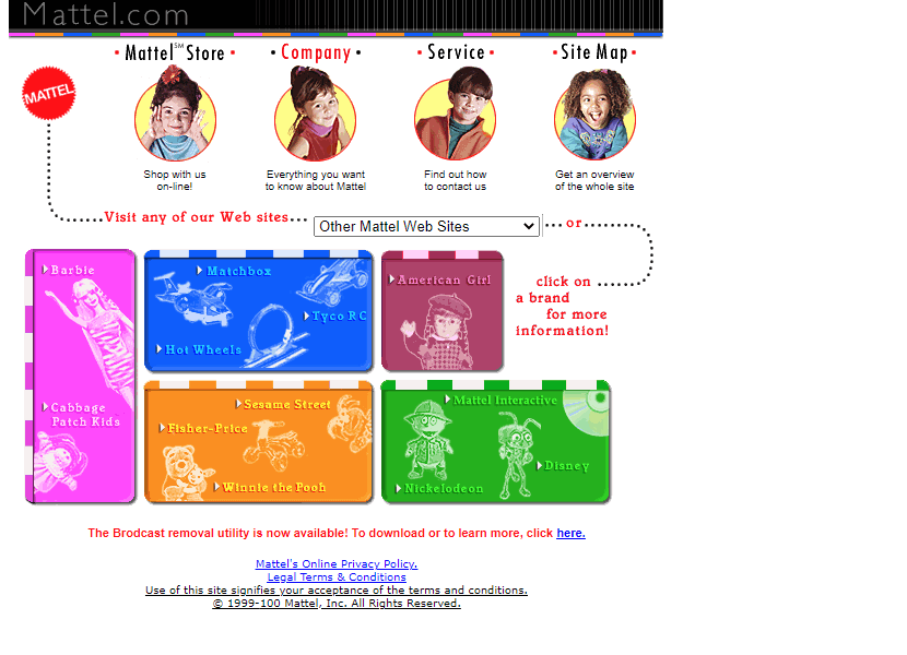 Mattel website in 1999