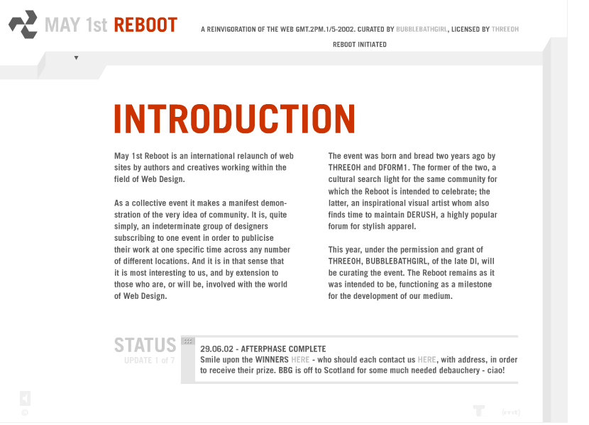 May 1st Reboot website in 2002