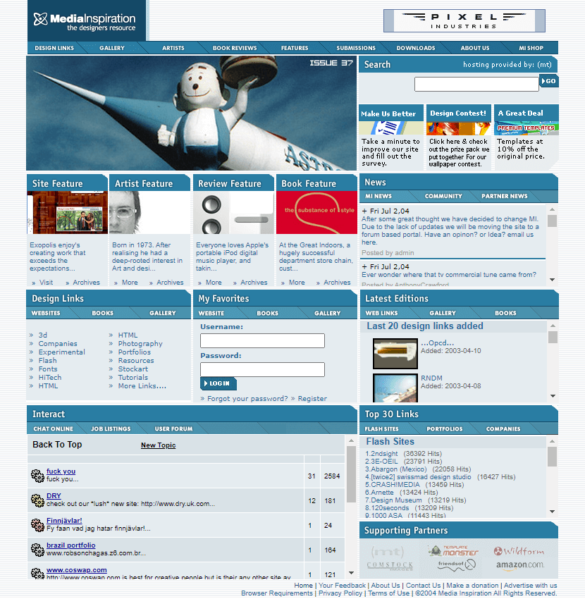 Media Inspiration website in 2004