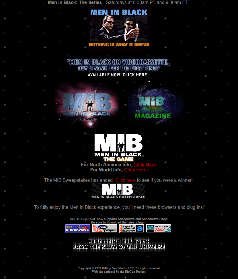 Men in Black website in 1997