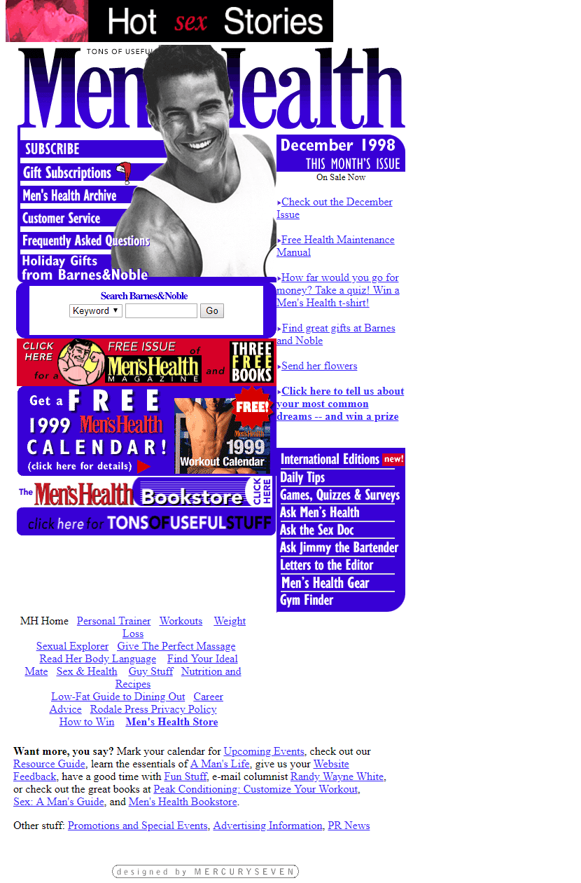 Men’s Health website in 1998