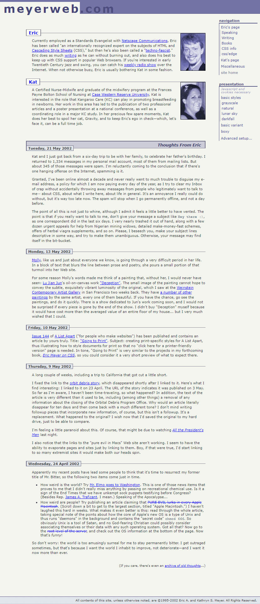 Meyerweb.com website in 2002