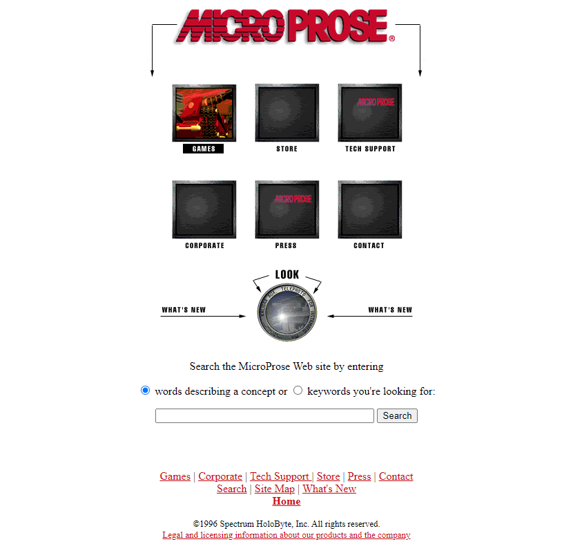 MicroProse website in 1996