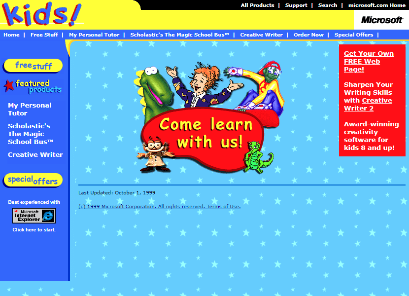 Microsoft Kids in 1999