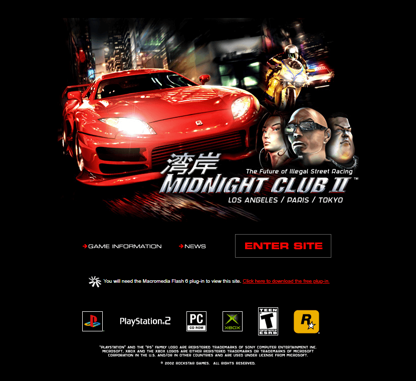 Midnight Club II flash website in 2002
