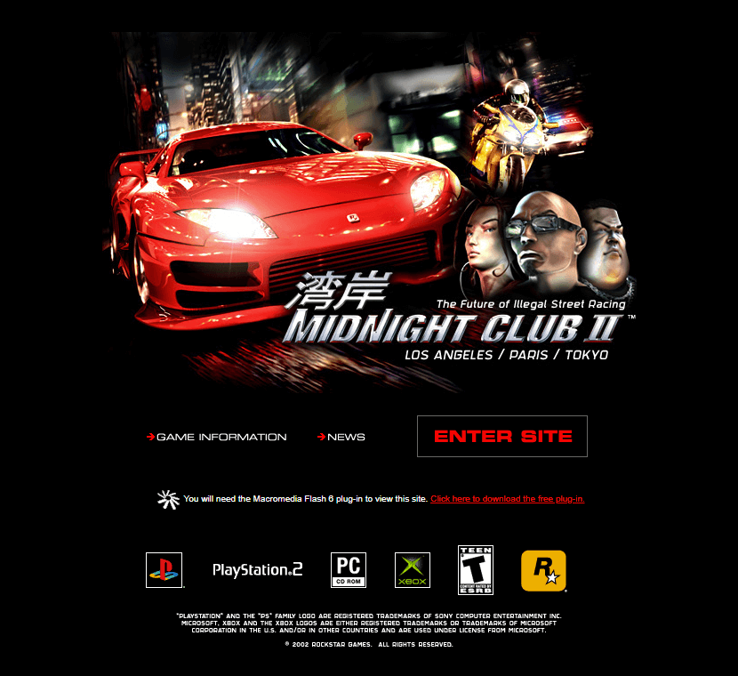 Midnight Club II in 2002 | Web Design Museum