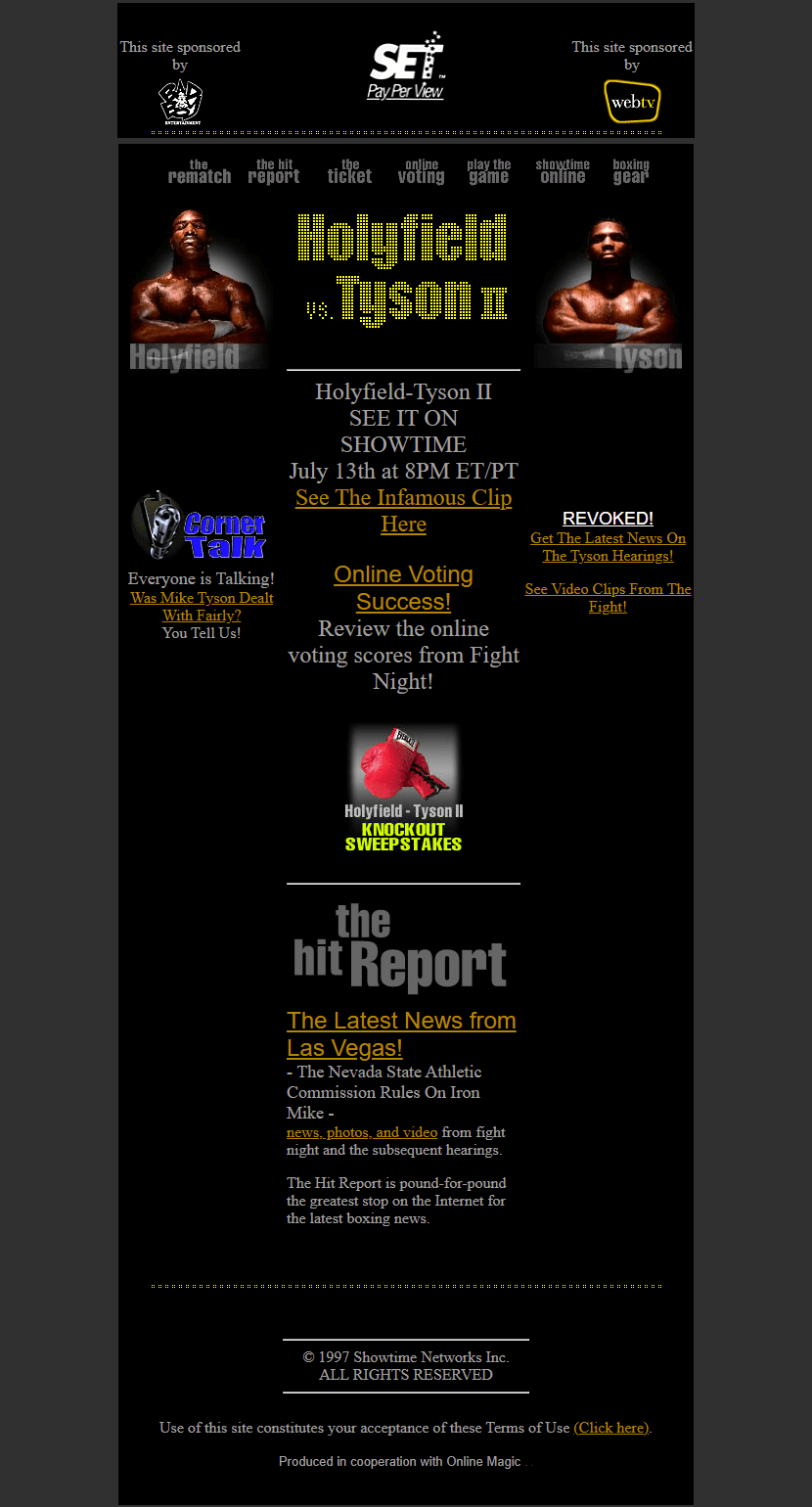 Mike Tyson website in 1997