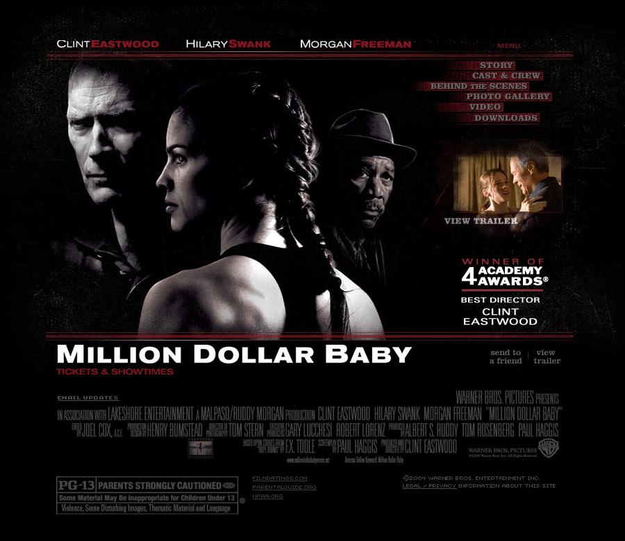 Millon Dollar Baby website in 2004