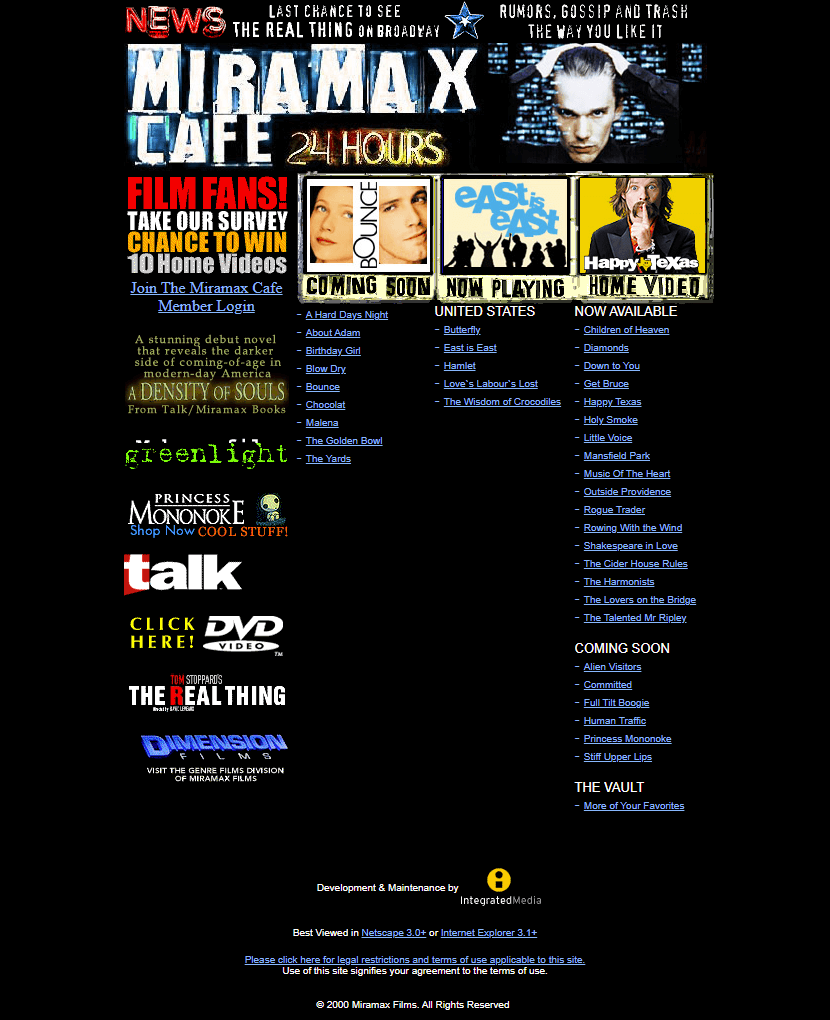 Miramax website in 2000