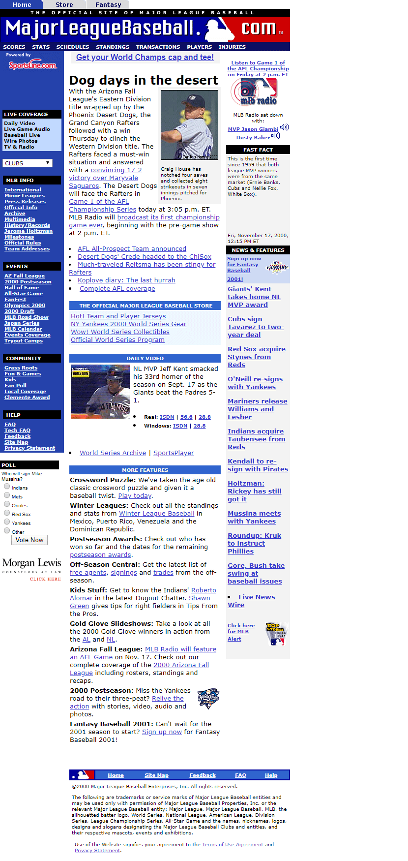 MLB.com website in 2000