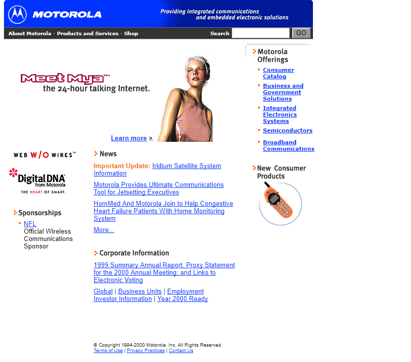 Motorola website in 2000