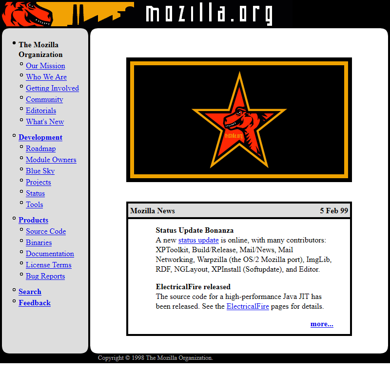 Mozilla.org website in 1998