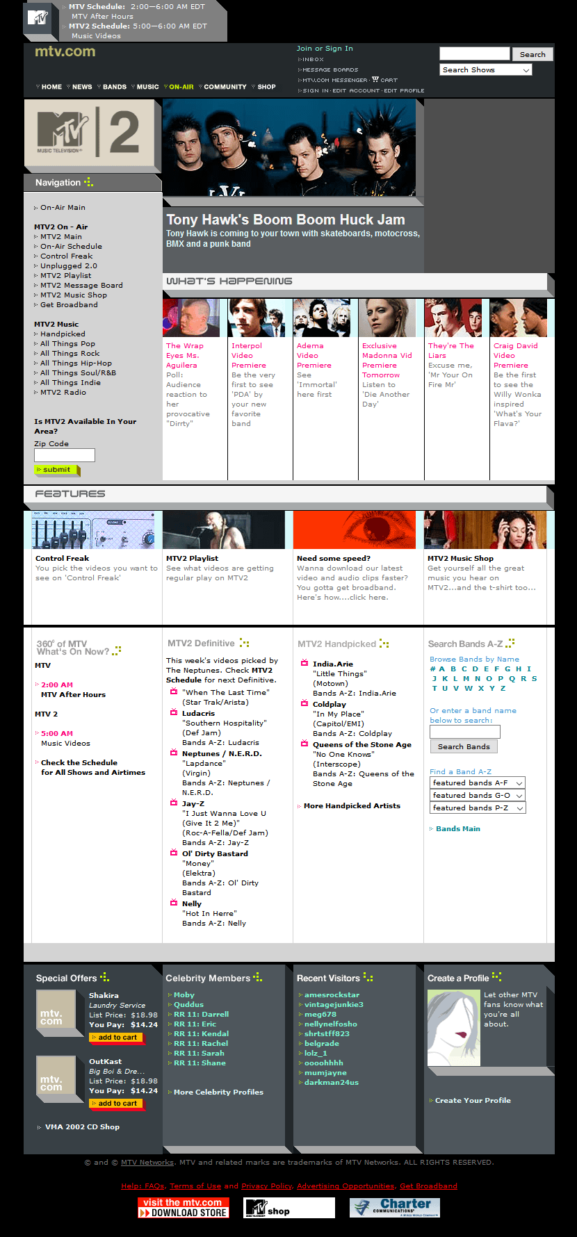 MTV OnAir website in 2002