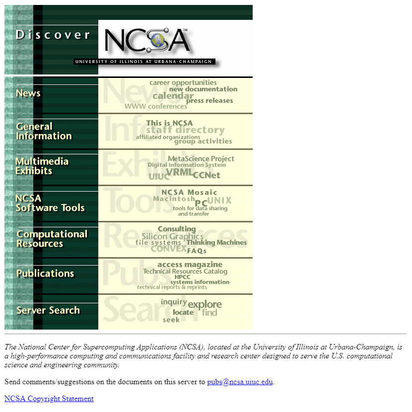 NCSA website in 1995