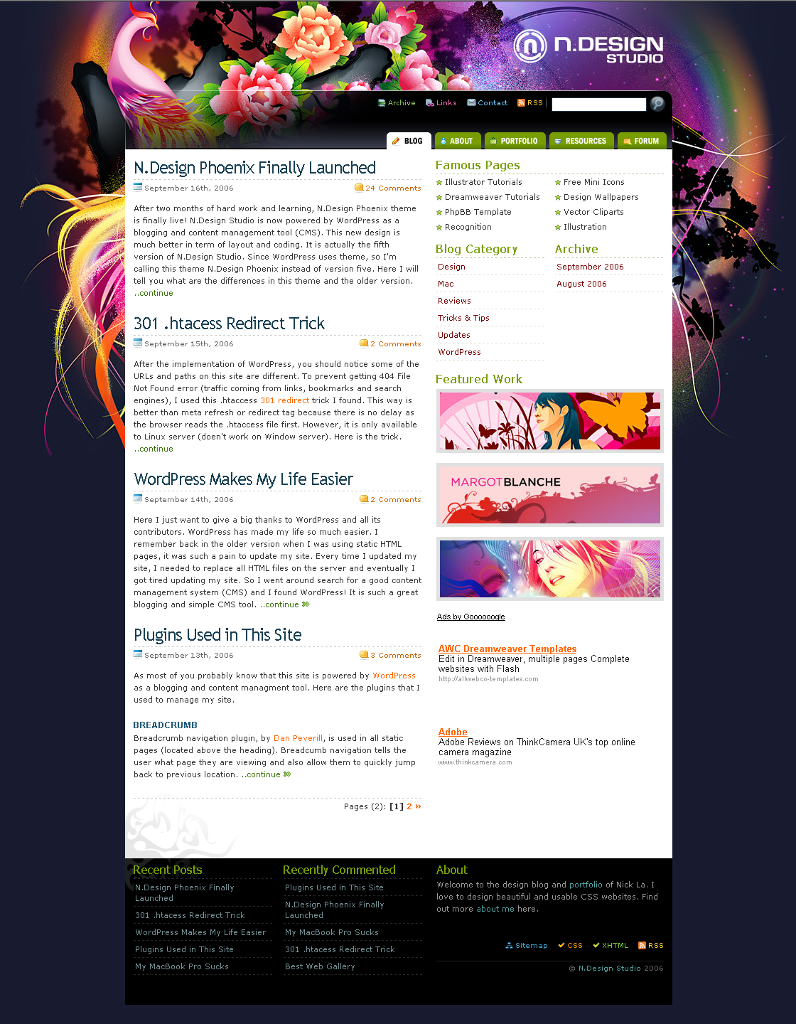 N.Design Studio website in 2006