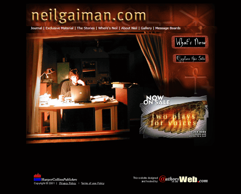 Neil Gaiman website in 2002